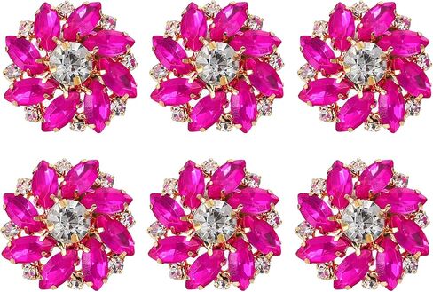 MECCANIXITY 6pcs Rhinestone Flower Sewing Buttons 1 Inch Crystal Shank Buttons for Jewelry Making Cloth DIY Sewing Embellishments, Gold Light Purple in Saudi Arabia