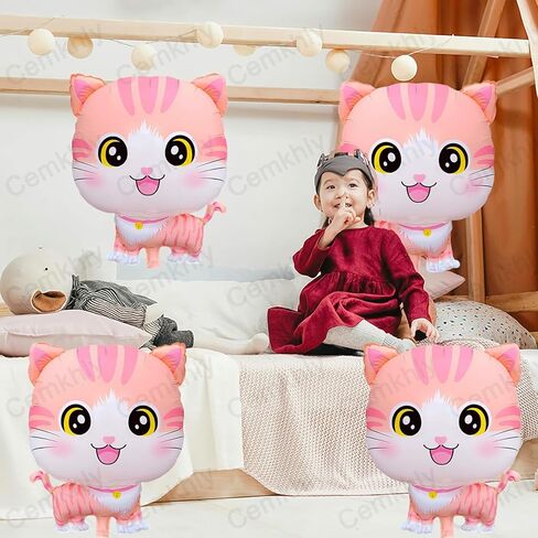 4Pcs Cat Foil Balloons Cute Kitty Helium Mylar Balloons for Kitten Pet Cat Theme Birthday Party Decorations Baby Shower Farm Animal Theme Fun Party Supplies in Saudi Arabia