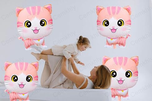 4Pcs Cat Foil Balloons Cute Kitty Helium Mylar Balloons for Kitten Pet Cat Theme Birthday Party Decorations Baby Shower Farm Animal Theme Fun Party Supplies in Saudi Arabia