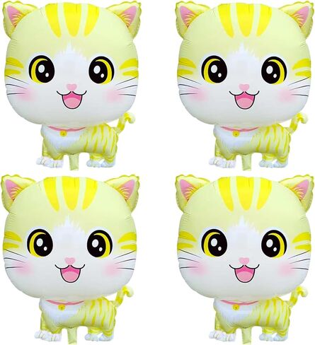 4Pcs Cat Foil Balloons Cute Kitty Helium Mylar Balloons for Kitten Pet Cat Theme Birthday Party Decorations Baby Shower Farm Animal Theme Fun Party Supplies in Saudi Arabia