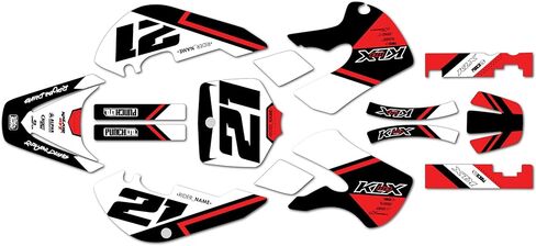 Graphics Kit for Kawasaki KLX 110 (2002-2009) Enigma Series Red 09 Mil - Dirt bike Custom Racing Graphics Decals Stickers Kit, no-plastics in Saudi Arabia