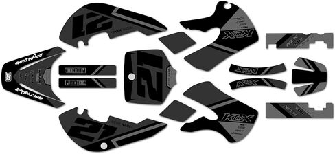 Graphics Kit for Kawasaki KLX 110 (2002-2009) Enigma Series Red 09 Mil - Dirt bike Custom Racing Graphics Decals Stickers Kit, no-plastics in Saudi Arabia