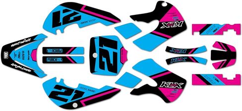 Graphics Kit for Kawasaki KLX 110 (2002-2009) Enigma Series Red 09 Mil - Dirt bike Custom Racing Graphics Decals Stickers Kit, no-plastics in Saudi Arabia