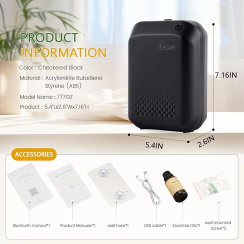 Hotel Collection Diffuser,Wireless Battery Powered,Bluetooth App,Waterless Essential Oil Diffuser,Scent Air Machine for Home,Cold Air Diffusers for Home,Nebulizing Diffuser - Checkered White in Saudi Arabia