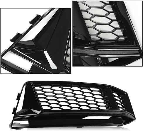 G-PLUS Front Bumper Fog Light Lamp Mesh Grill Grille Compatible with Audi A4 B8 2008-2012 Fog Light Cover Glossy in Saudi Arabia
