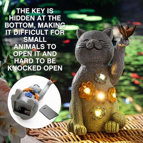 Hide A Key Outside Gnome Figurine Key Hiders Outside Gnome Statues Resin with Solar Light Decorations for Yard Outdoor Garden in Saudi Arabia