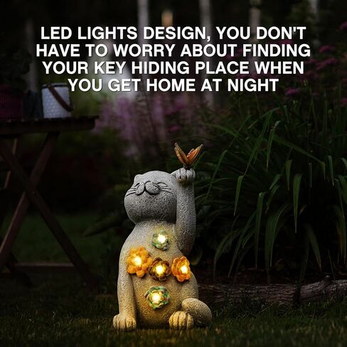 Hide A Key Outside Gnome Figurine Key Hiders Outside Gnome Statues Resin with Solar Light Decorations for Yard Outdoor Garden in Saudi Arabia