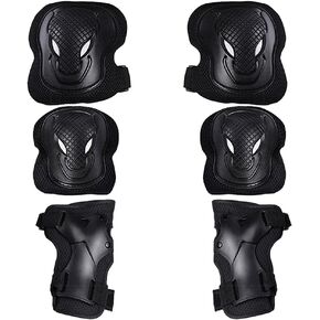 QUUPY 6 Pcs Adult Women/Men Knee Elbow Wrist Protective Pads Set,Adult Knee Pads Elbow Pads Wrist Guards Protector Protective Gear,for Scooter, Skateboard, Bicycle, Inline Skating