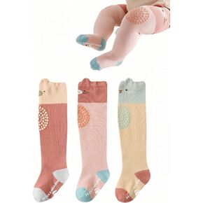 NEMOGLOBAL Baby Toddlers Knee High Non Slip Socks Girl Boy Non-skid Crawling Socks with Grips Newborn Infant Tube Stockings