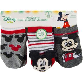 Mickey Mouse Baby Boys 6 Pack Rattle Low Cut Socks
