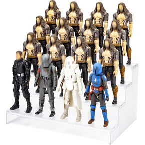NC EBCO 6 inch Acrylic Riser Display Shelf,Clear Action Figures Stands With PEG,4 Tier Toy Collectibles Organizer Fit For 1/12 Scale Star Wars Black Series Figure Toy