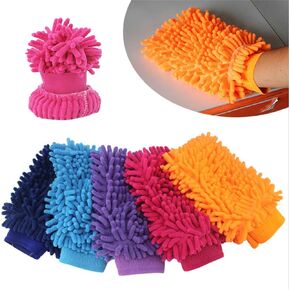 Car Wash Mitts,5 Pcs Portable Double Sided Microfiber Car Washing Gloves for Car Cleaning Mitts Tools Premium Chenille Scratch-Free Car Washing Gloves Car Wash Kit Accessories Rag Sponge,22*15cm in Kuwait