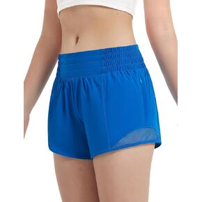 EXARUS Girls Running Shorts Athletic with Liner Zipper Pocket Lightweight Elastic Waist Sports Track for Kids