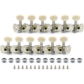 Metallor 12 Strings Acoustic Guitar Tuning Pegs Chrome Plated Machine Heads Single Hole 6L 6R.