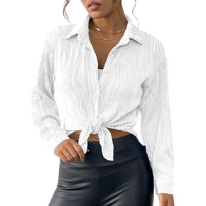 YKR Womens Textured Button Down Shirt Long Sleeve Button Up Shirts Casual Work Office Blouse