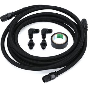 7FT 6AN Transmission Cooler Lines Hose for GM 4L60 700R4 TH350 TH400 Trans PTFE Stainless Steel Nylon Braided Flexible 2 Set Black