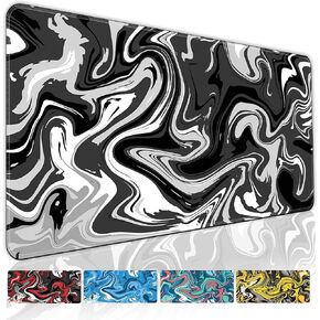 Fluid Pattern Gaming Mouse Pad for Desk,Desk Mat with 3mm Non-Slip Base,Large Mouse Pad Gaming Mousepad,Waterproof Mouse Mat Desk Pad with Seamed Edges,31.5x11.8In Mousepad for Gaming,Office,Red-Black in Saudi Arabia