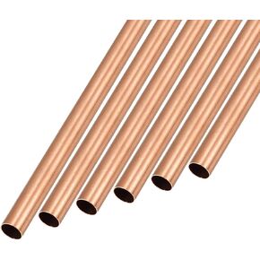 METALLIXITY Copper Tube (7mm OD x 0.2mm Wall T x 300mm L) 6Pcs, Straight Tubing - for Home Furnishing, Machinery, DIY Handicraft