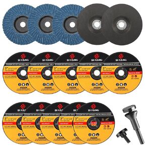 SI FANG 6Pcs 3in x 3/8in Cut Off Wheel Cutting Blades Grinding Wheel Kit, Mix Include 3 inch HSS Circular Saw Blade/Die Grinder Cut Off Wheels/Grinding Wheel/Flap Sanding Disc, for Metal Wood