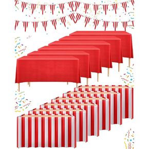 20 Pieces Carnival Theme Party Decors Carnival Table Skirts Circus Theme Tablecloths Red White Striped Pennant Banners Circus Bunting Banners Decors