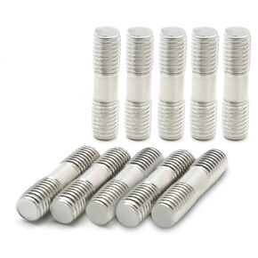 Augiimor 10PCS M10 x 40mm Double End Threaded Stud, Stainless Steel, 40mm Length