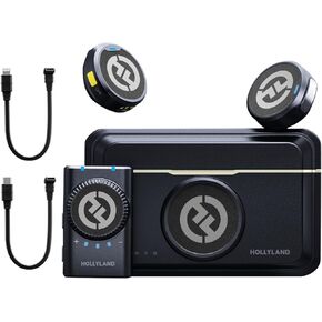 ميكروفون Hollyland Lark M2 اللاسلكي Lavalier لهاتف iPhone 15/15 pro/15pro max/Android، صوت هاي فاي، ميكروفون صغير، نطاق لوس 300 متر، إلغاء الضوضاء، مدة 30 ساعة لمدونة الفيديو يوتيوب - أسود in Kuwait