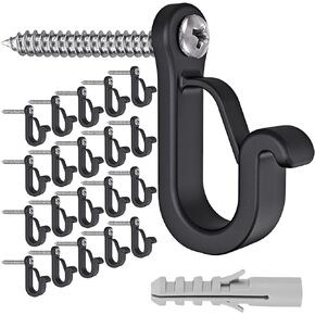 Dolibest 20 Pack Q-Hanger Hooks, Screws-in Hooks for Home Christmas Lights Hanger, String Light Hooks for Garage New Year Party Outdoor Easy Release Wire and Fairy Led Lights, Safety Buckle Design