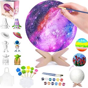 SHINECLOUD Paint Your Own Moon Lamp Kit 5.9'', Arts & Crafts Kit Art Supplies for Kids/Boys/Girls, Rechargeable 16 Colors DIY Night Light with Remote Control/Touch Sensor/Wooden Stand in Kuwait