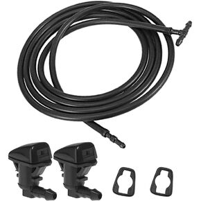 Gorniloxam 7pcs Front Windshield Washer Nozzles Kit, Replacement for F250 F350 F450 F55 Super Duty, Replaces OE: 7C3Z17603A (2 Meters Windshield Washer Hose with Connectors)