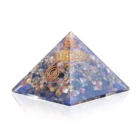 Orgone Pyramid-Multi Tourmaline Orgone Energy Generator-Flower of Life Healing Crystals Pyramid for Balancing Chakra- Stress- Aura Protection