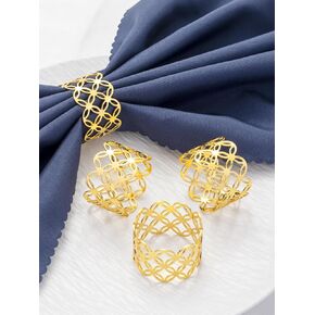 مجموعة حلقات مناديل ذهبية مكونة من 6 قطع - حلقات مناديل كبيرة للعشاء - حامل مناديل لديكور الطاولة - حلقات مناديل لديكورات الأعشاب الضارة - حلقات مناديل لعيد الميلاد وعيد الشكر وأعياد الميلاد والعطلات والحفلات in Kuwait