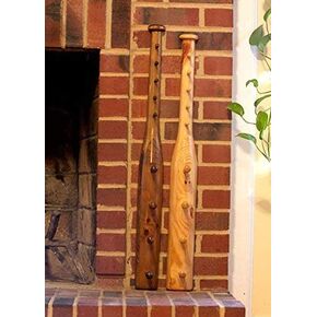 Baseball Bat Coat and Hat Rack Wall Hanging Walnut Finish Man Cave Accessory