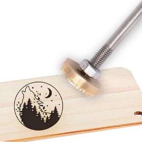 SUPERFINDINGS Wood Branding Iron Snow Mountain Forest Pattern Leather Branding Iron Stamp (Moon Star Wolf and Forest)
