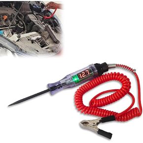Yumfugu 1 PC Automobile Digital Display Circuit Pen, ABS High-Hardness Shell Retractable LED Circuit Tester, Multi-Functional Practical Testing Accessories, Suitable for Most Cars, Trucks, SUVs (Red)