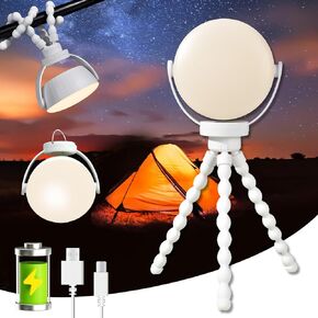 Portable Camping Lantern Rechargeable,Flexible Tripod Clip On Camping Lights with IP65 Waterproof Tent Light Flashlight Lantern for Power Outages Indoor Outdoor Home Emergency Survival Kits