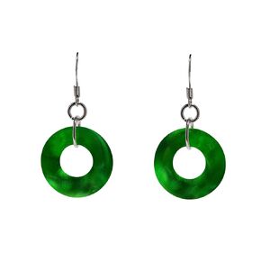 Recycled Vintage 1960's Emerald Beer Bottle Glass Hoop Earrings