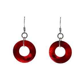Recycled Vintage World Warr II Era Red Beer Bottle Glass Hoop Earrings