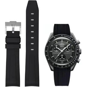 Danxancy Bands for Moonswatch Watch,Curved End Rubber Watch Strap Compatible with Omega Swatch Moonswatch Speedmaster Planet Series Watch Replacement Band for Men Women