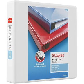 Staples 82671 Heavy-Duty 2-Inch 3-Ring View Binder White (24688-Us/19899)