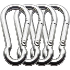 3.1 Inch 4 Pack Spring Snap Hook-M8x80mm, Cable Machine Accessories for Home Gym Pulldown Attachment, Exercise Machine, Heavy Duty Steel Clip for Outdoor Fitness