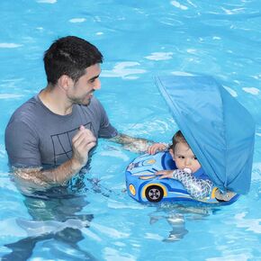 Swimbobo Newest Non Inflatable Baby Float Cloth Swim Shoulder Trainer Toddler Pool Floats with Canopy for 8-36 Months in Kuwait
