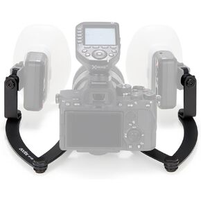 GODOX MF-DB Flexible Flash Bracket with Dual Flash Mounts Aluminum Alloy 360°Rotatable Head for Dental Photography Portrait Macro Photography Compatible with Nikon/Sony DSLR Cameras