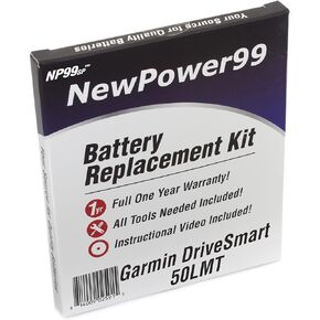 Battery Kit for Garmin DriveSmart 50LMT with Battery, How-to Video and Tools from NewPower99