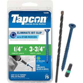 Tapcon 28395 1/4x3-3/4 Blue Star Drive Bugle Head Concrete Anchors 75/Box