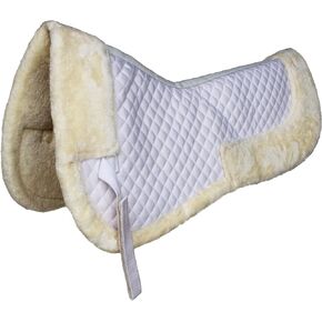CHALLENGER Horse English Quilted Saddle Half Pad Correction Wither Relief Faux Fur White 12217WH