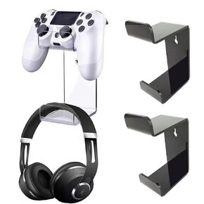 N-KONGJIAN 2PCS Acrylic Game Controller Holders and Headphone Holders, Universal Dual Controller Stand, Controller Display Stand (Clear)