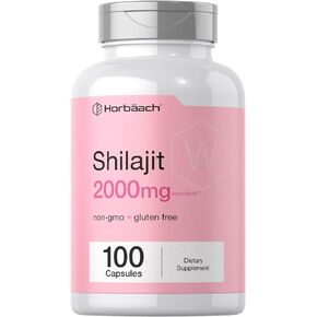 Shilajit Capsules 2000mg | 100 Count | Non GMO, Gluten Free Supplement | by Horbaach