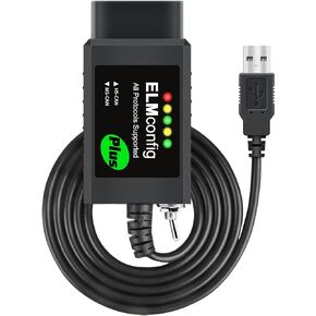 ELMCONFIG ELM327 FORScan OBD2 USB Adapter, OBDII Diagnostic Scan Tool with MS/HS CAN Automatically Switching, Compatible with F150 F250 for Cars Since 1996