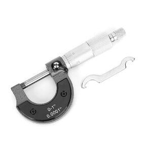 Oumefar Micrometer, Feeler Gauge 0 Setting Outside Micrometer 0-1 inch high Precision Carbon Steel 0.0001 inch Precision Micrometer Caliper for Measuring Mechanics with Wrench