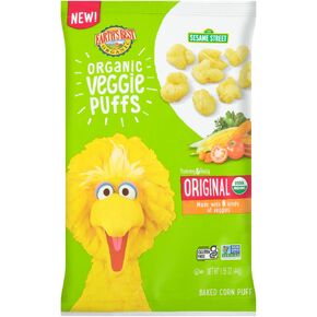 أفضل الوجبات الخفيفة العضوية للأطفال من Earth، وجبات خفيفة للأطفال الصغار من Sesame Street، نفث الخضروات العضوية، وجبات خفيفة خالية من الغلوتين للأطفال بعمر سنتين فما فوق، أصلية، كيس 1.55 أونصة